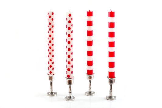 Red Dots & Stripes Tapers - Gift Box of 4