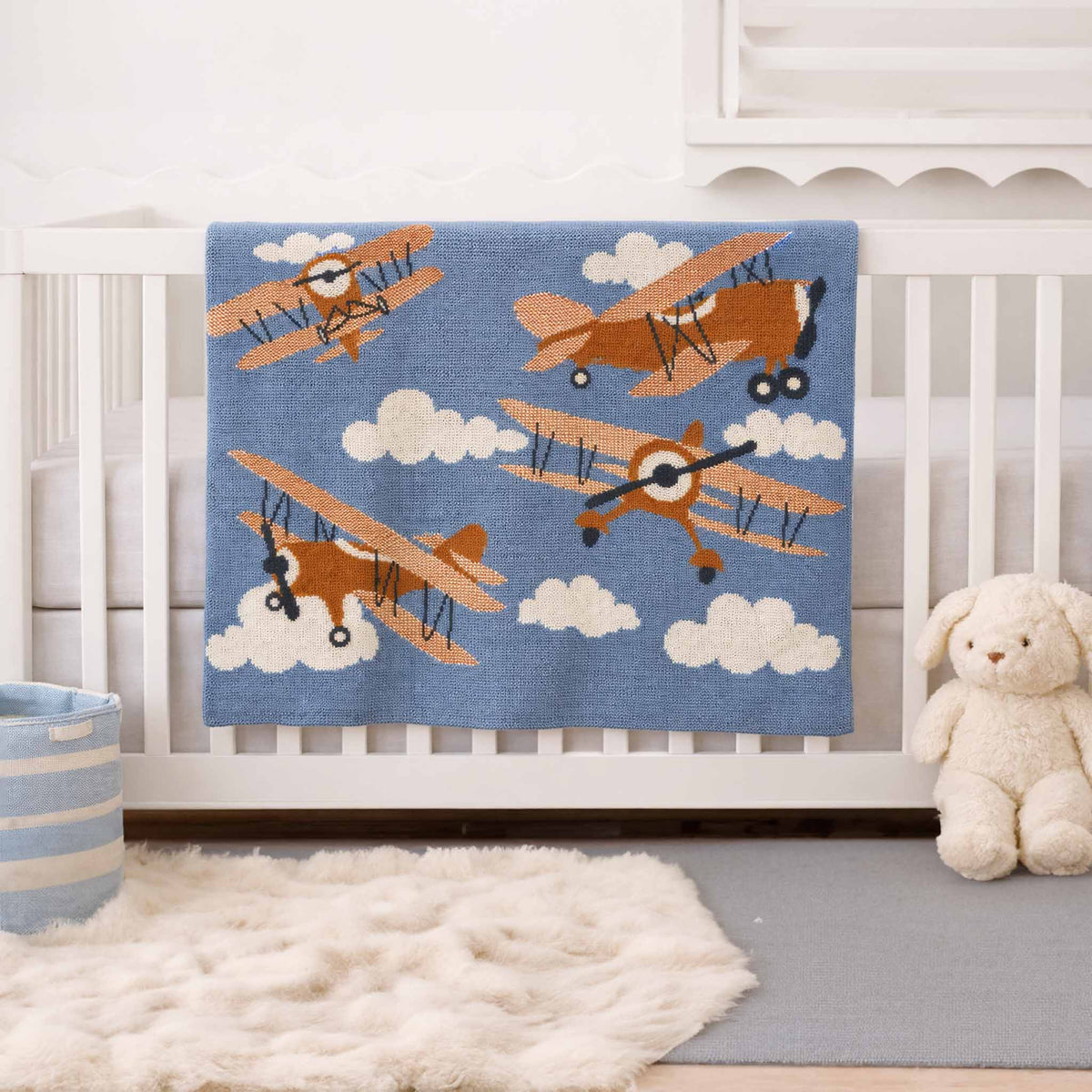 Baby Planes - Cotton Knit Blanket