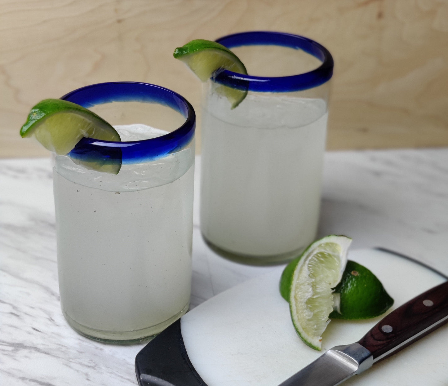 Cobalt Blue Rim Drinking Glasses - Set of 6