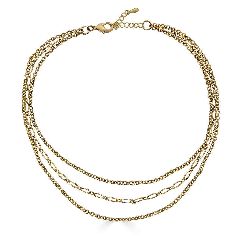 Gold Delicate Three Strand Necklace