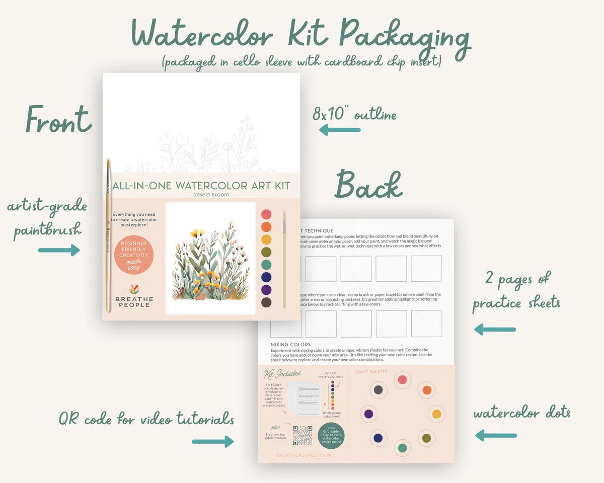 Desert Bloom All-In-One Watercolor Kit – Beginner Mindful Painting Set