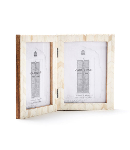 Artemis 5x7 Double Picture Frame - Bone, Fair Trade - Osadia Concept Store