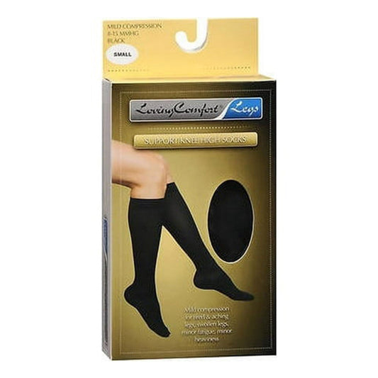 Loving Comfort Stockings Microfiber Knee High 10 To 20Mmhg Closed Toe Women Black, Medium, 1 Pair