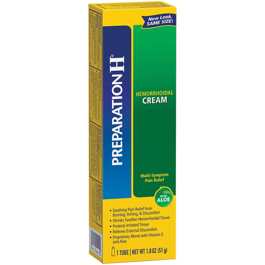 Preparation H Hemorrhoid Symptom Treatment Cream, Multi-Symptom Pain Relief With Aloe, Tube