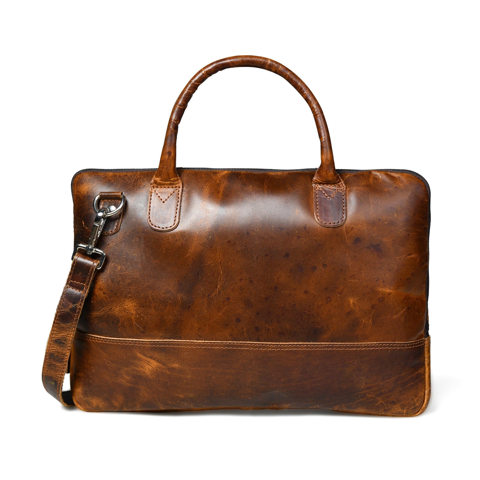 Modernist Leather Laptop Bag- Brown - Osadia Concept Store