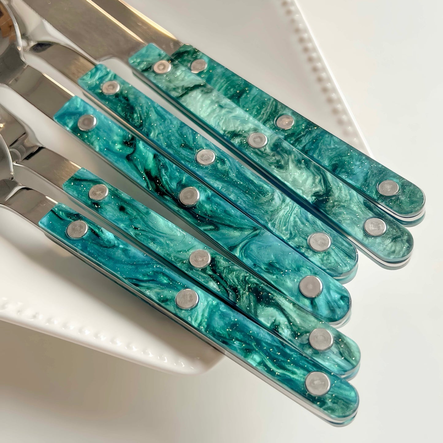 Set Of 10 Pcs Terra Flatware, Modern Elegant Cutlery Silverware