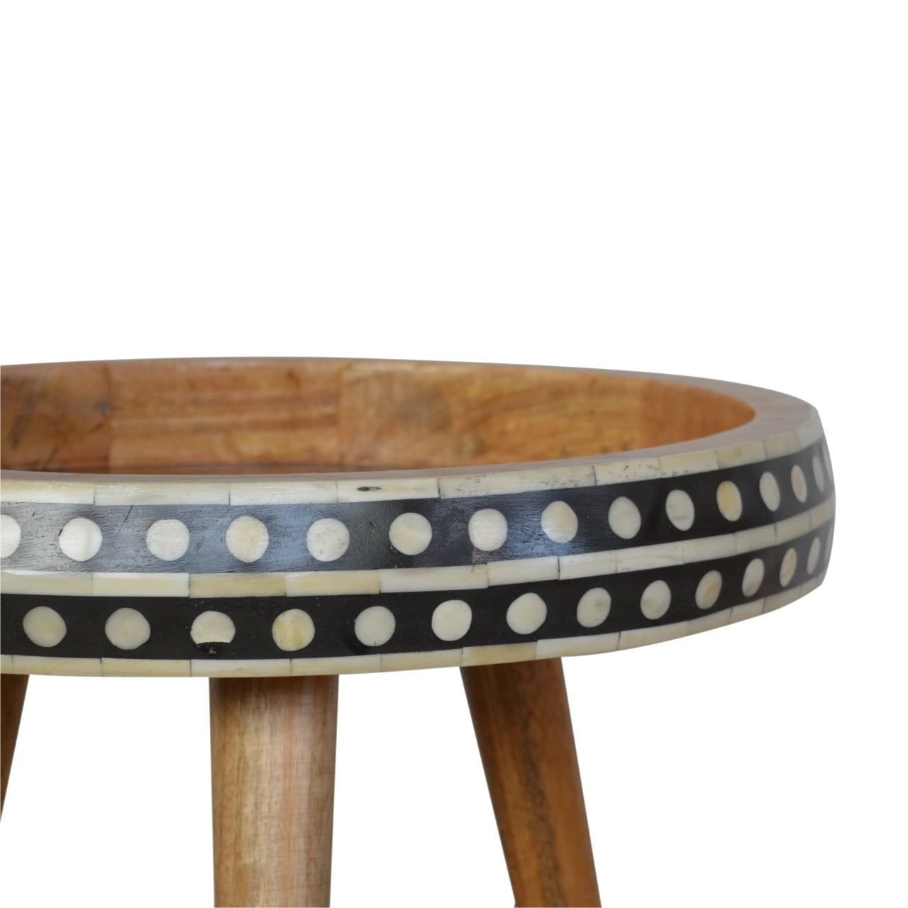 Solid Wood Small Dotted End Table, Black