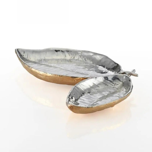 Feather Double Dish Silver/Gold