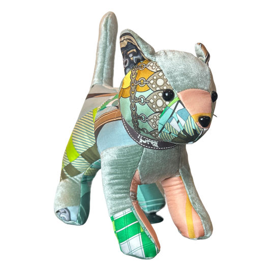 Vintage Silk Scarf Patchwork Kitten