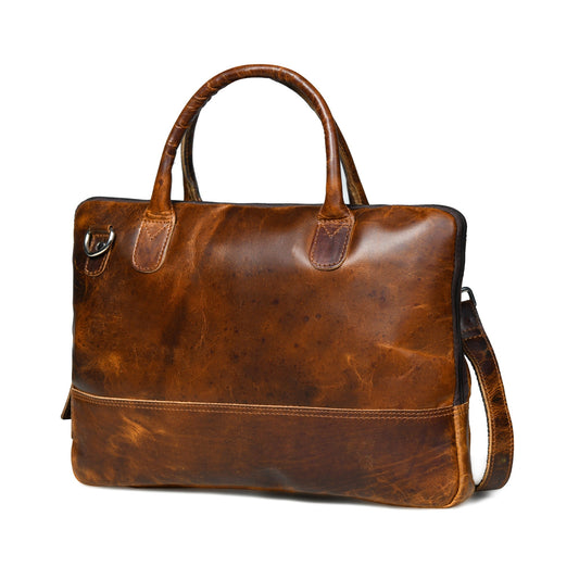 Modernist Leather Laptop Bag- Brown - Osadia Concept Store