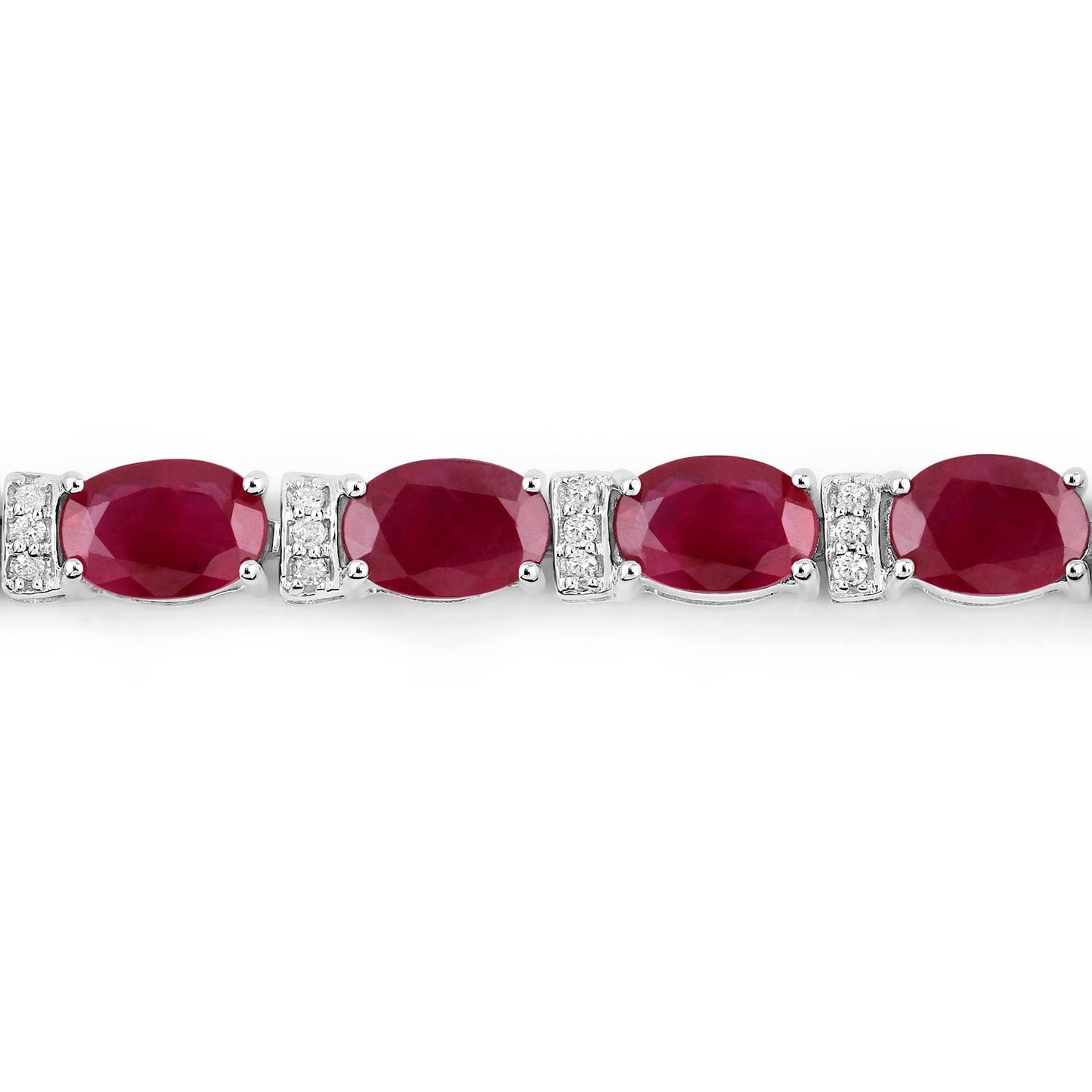 11.67 Carat Genuine Ruby and White Diamond 14K White Gold Bracelet