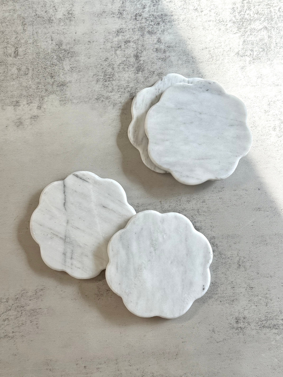 Scalloped Marble Coaster, Set of 4