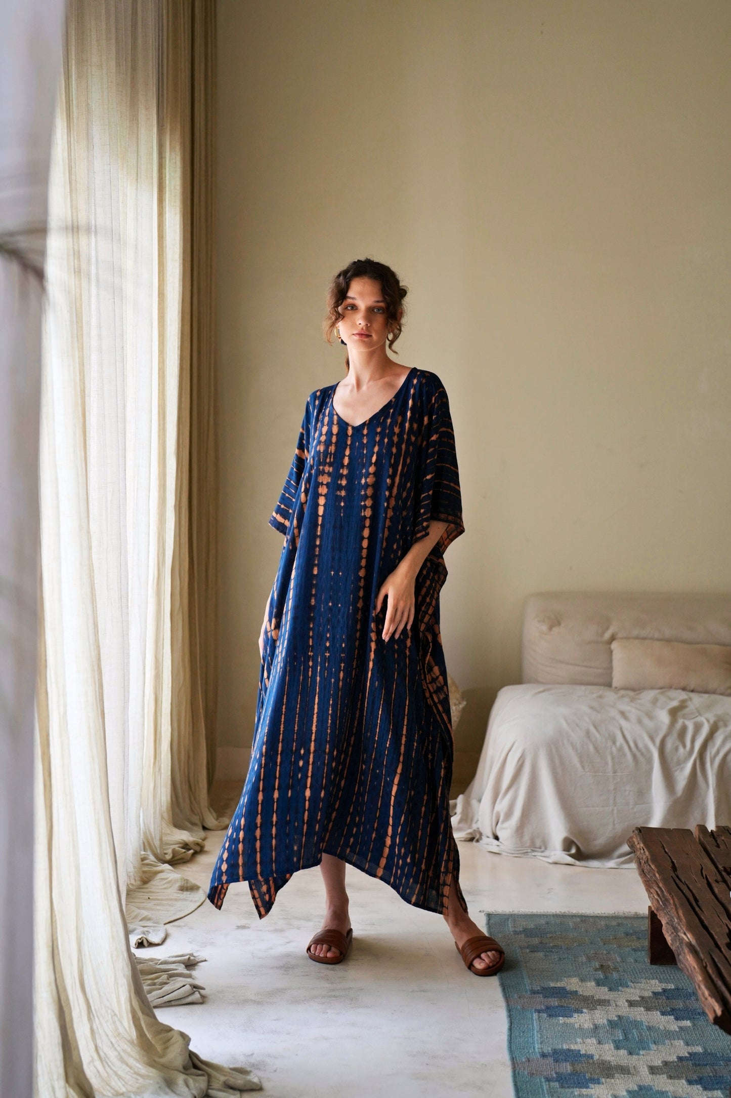 Natalie Kaftan Dress in Ocean Blue