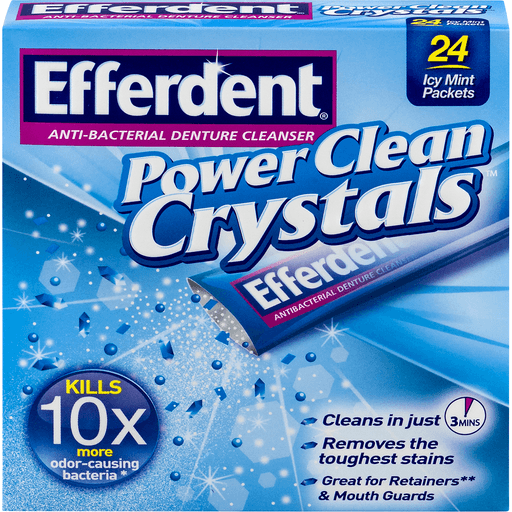 Efferdent Power Clean Crystals Denture Cleanser Packets Icy Mint