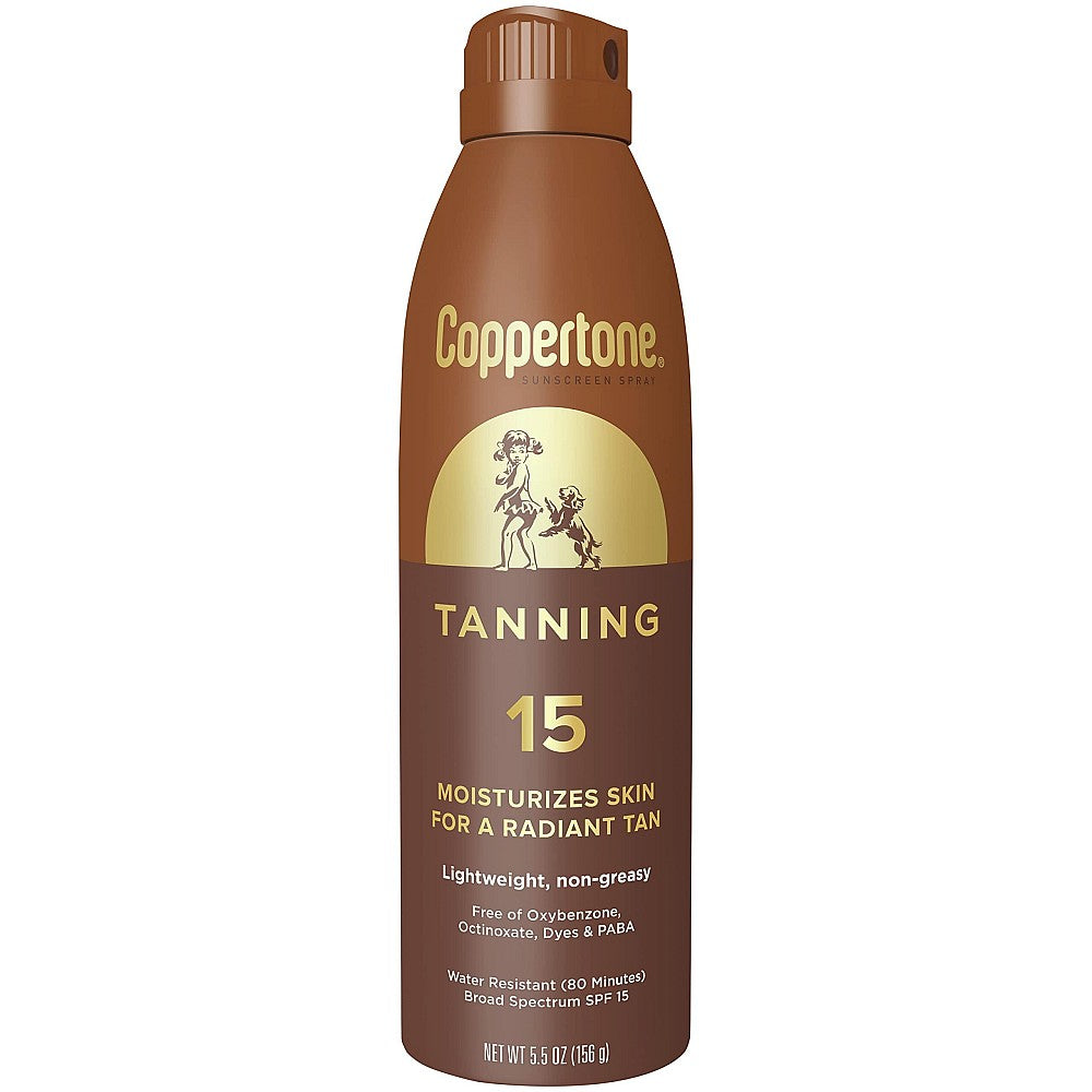 Coppertone Tanning Defend & Glow Sunscreen Continuous Spray Broad Spectrum SPF 15, 5.5 Ounces