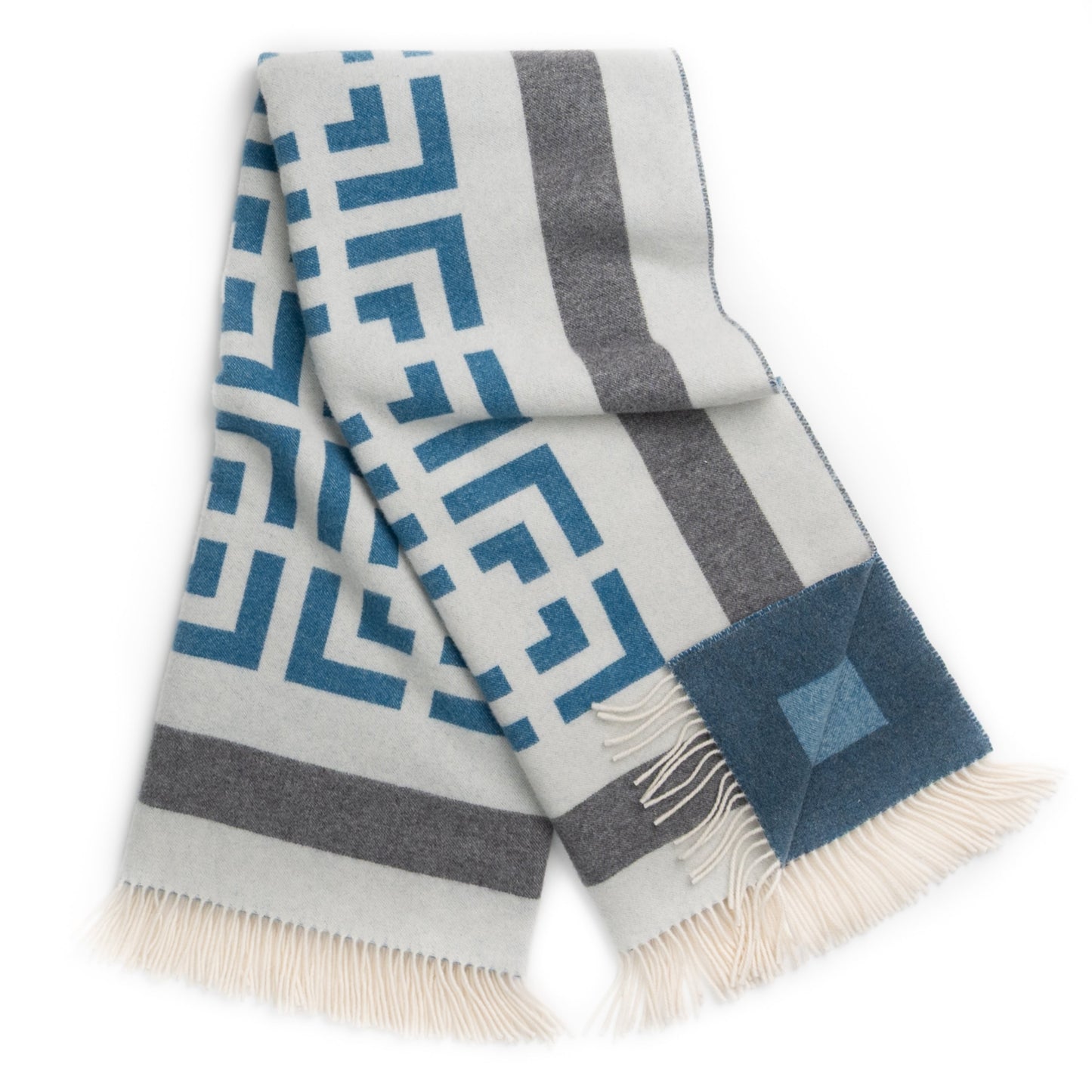 Blue Key Reversible Throw – Extra-Fine Italian Merino Wool | 56" x 72"