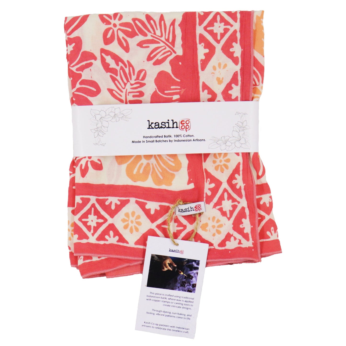 Large 39" Hand Dyed Batik Bandana - Pink Bloom