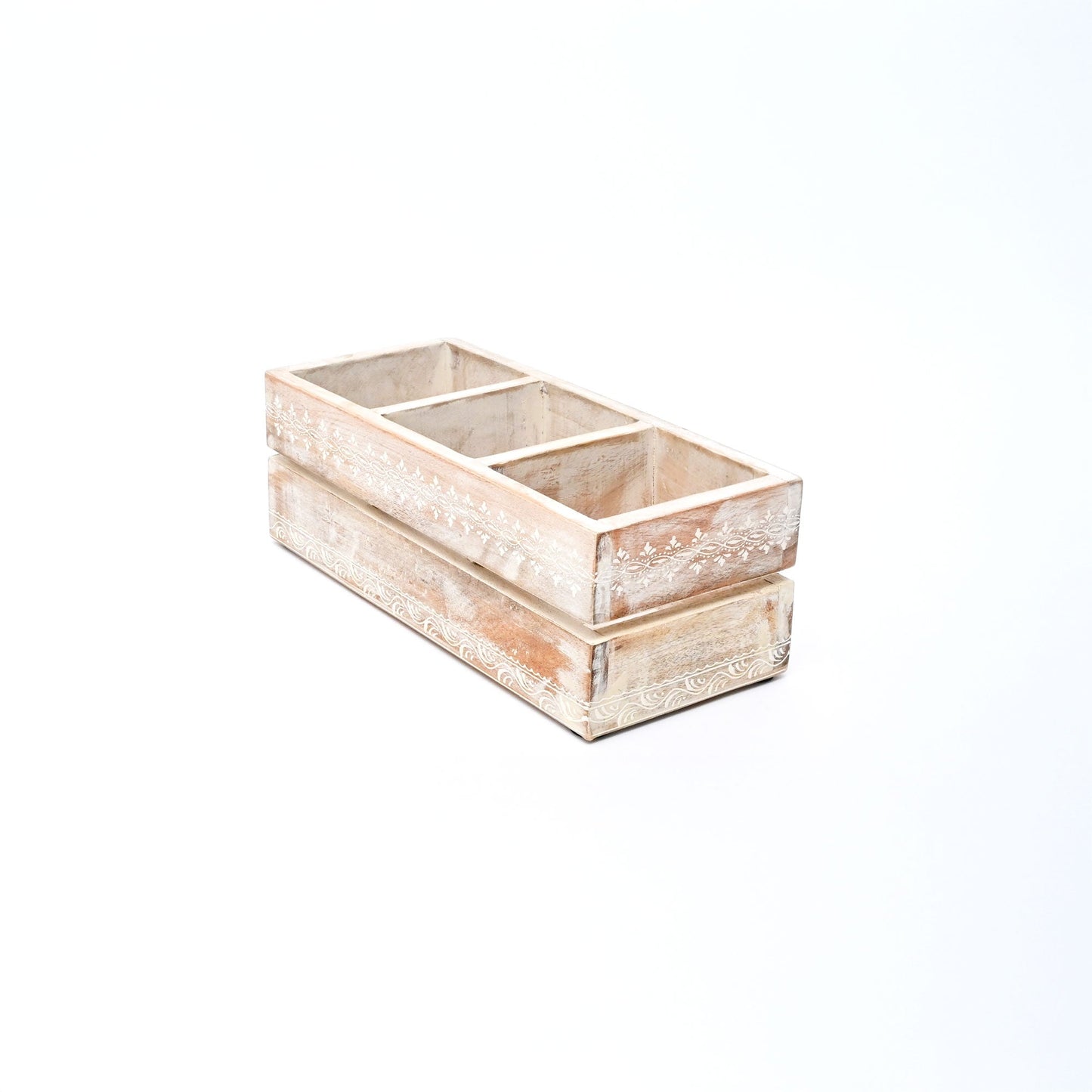 Natural Mango Wood Cutlery Holder | Hand-Carved Design