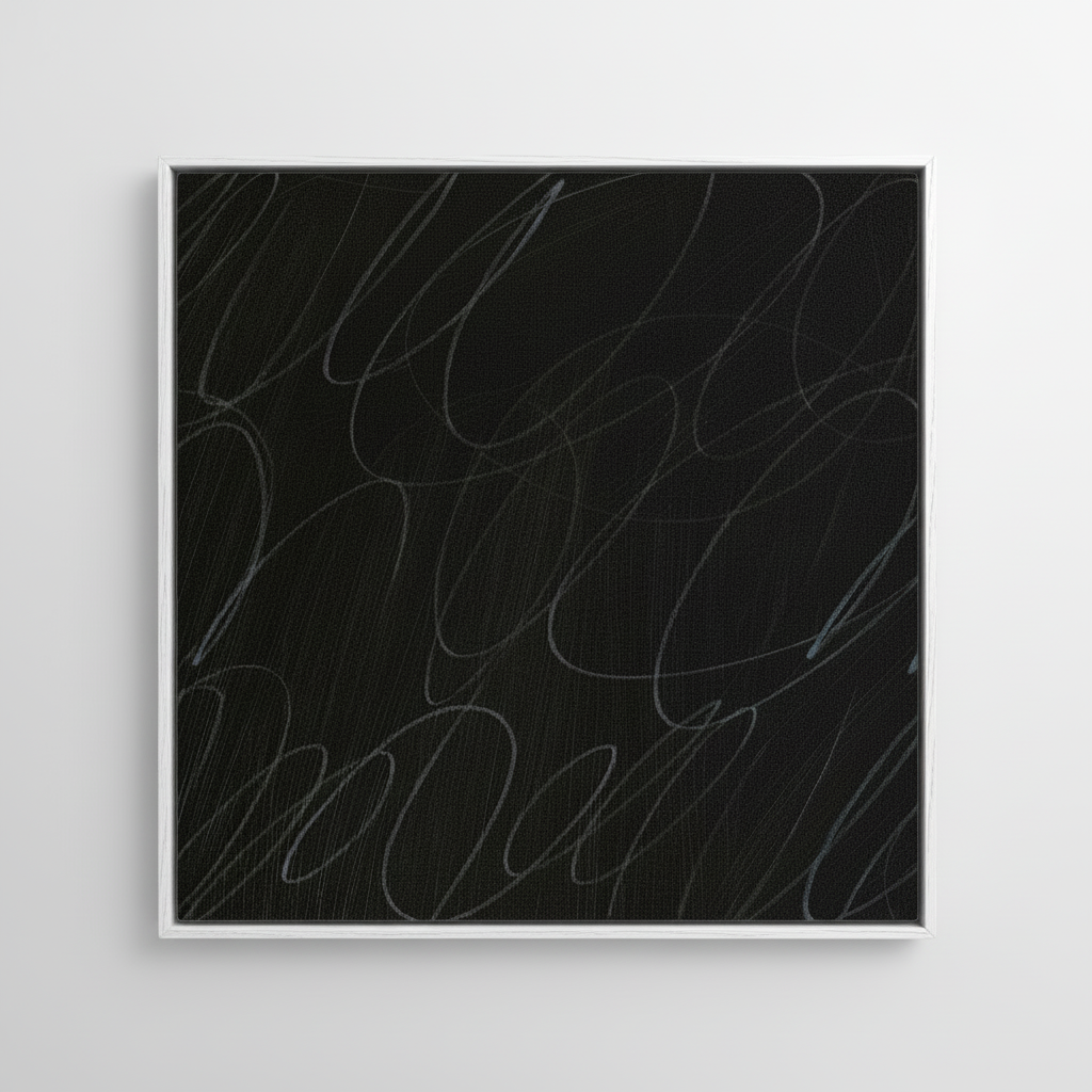Gestural Marks in Charcoal by DSCVR Art Framed Square Canvas Wall Art