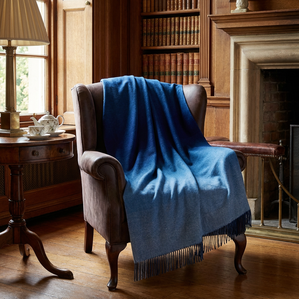 Whisper Ombre Merino Throw in Deep Water | Prince of Scots - Osadia Concept Store