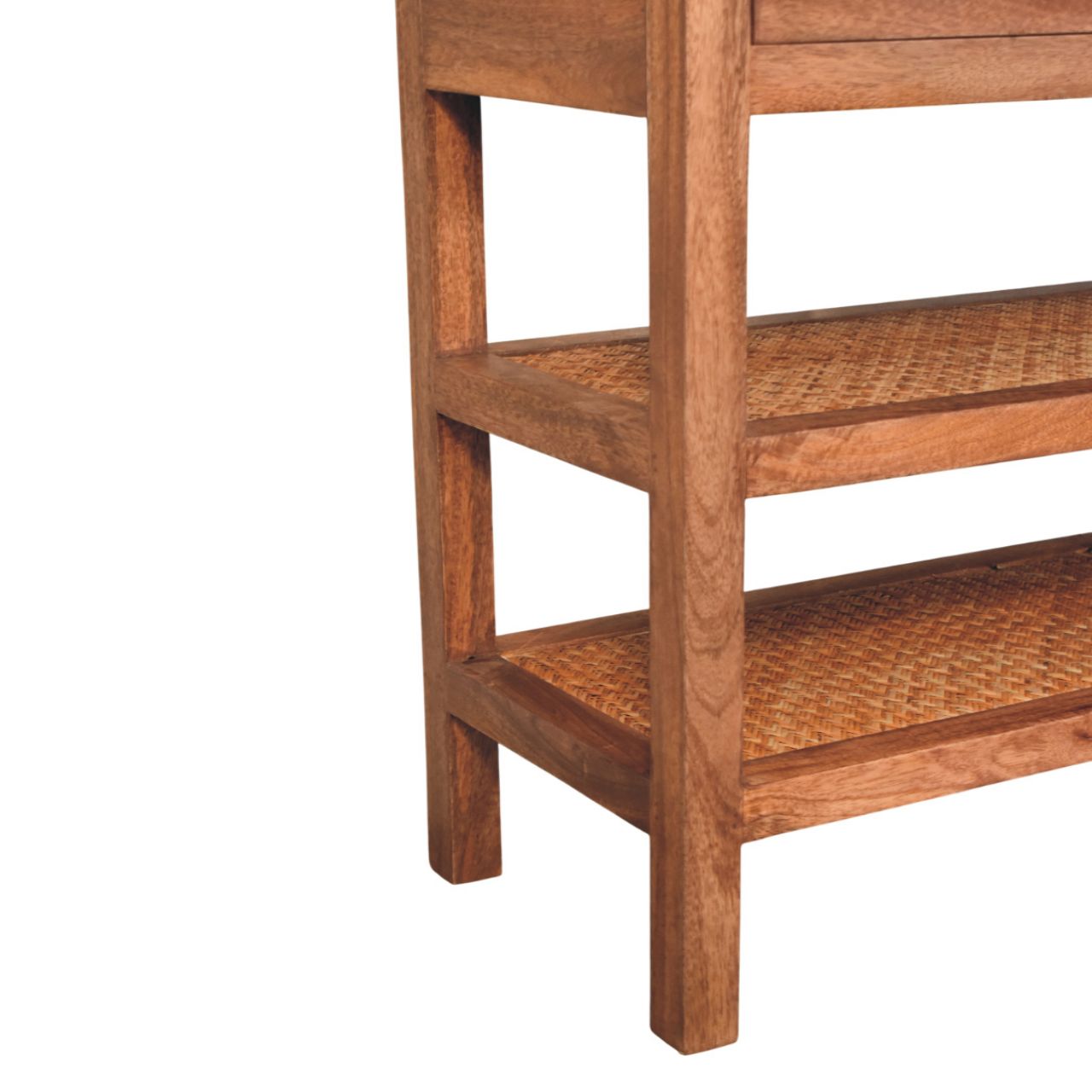 Solid Wood Woven Tier Console
