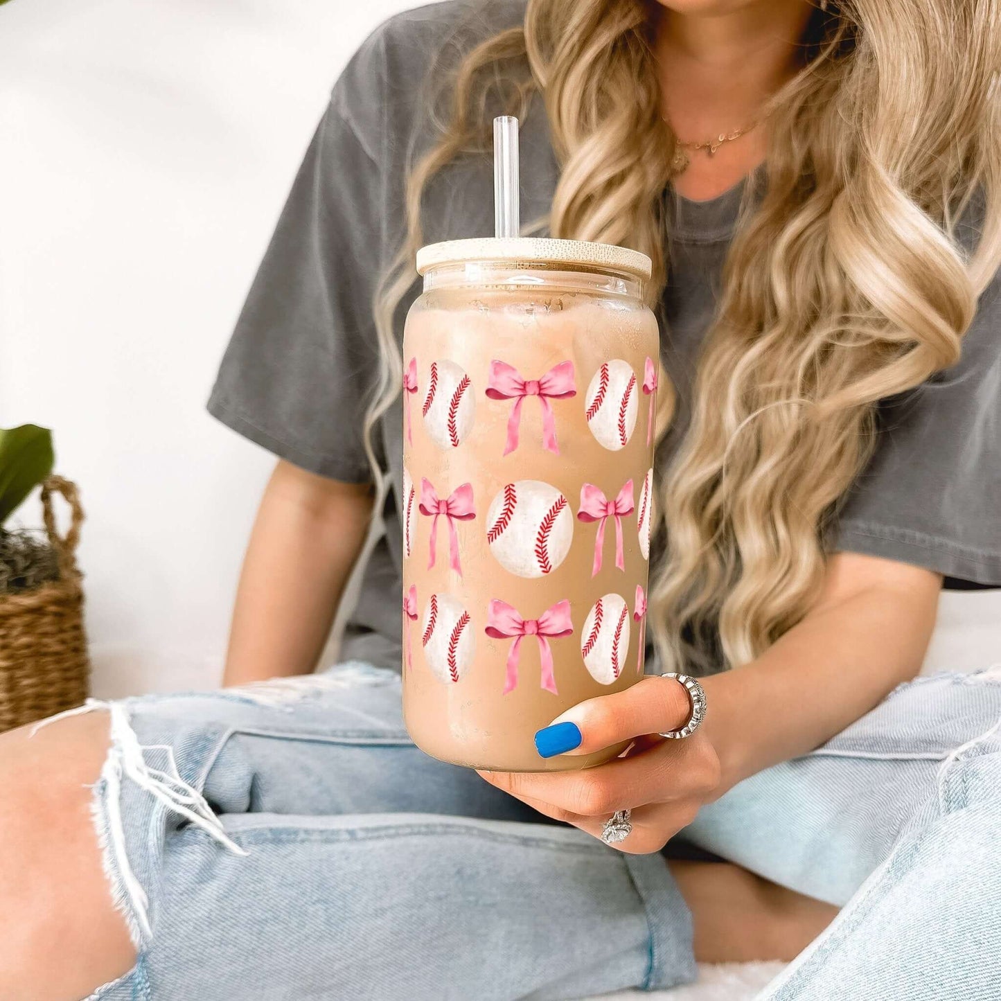 Coquette Baseball Cup With Lid and Straw