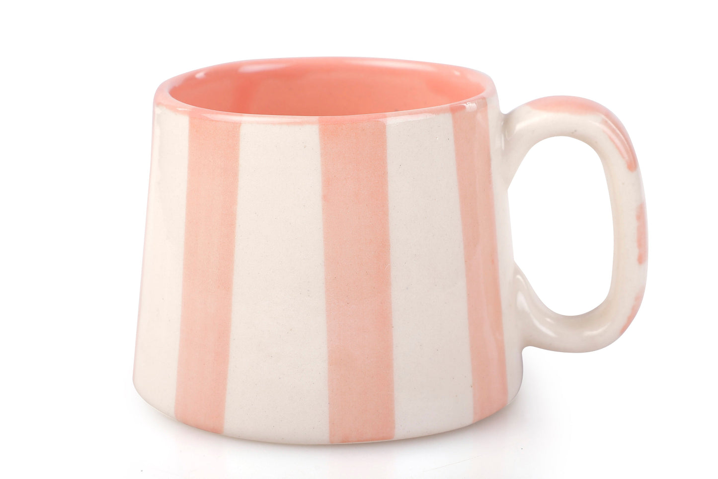 Ceramic Pink Stripe  Coffee cup- 220ml - 3.5 x 2.5 Inches (Set of 2)