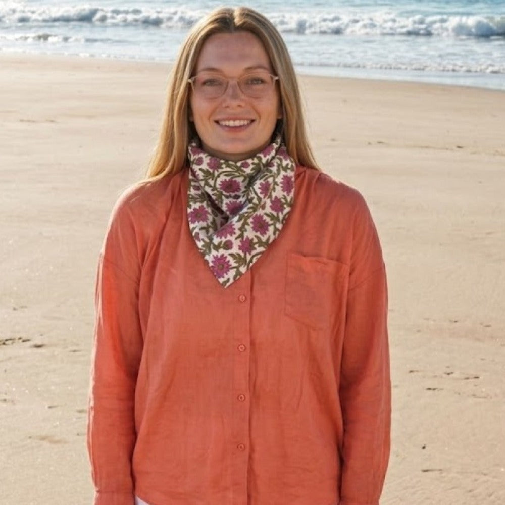 Bandana Scarf - Darlington Floral Raspberry Square