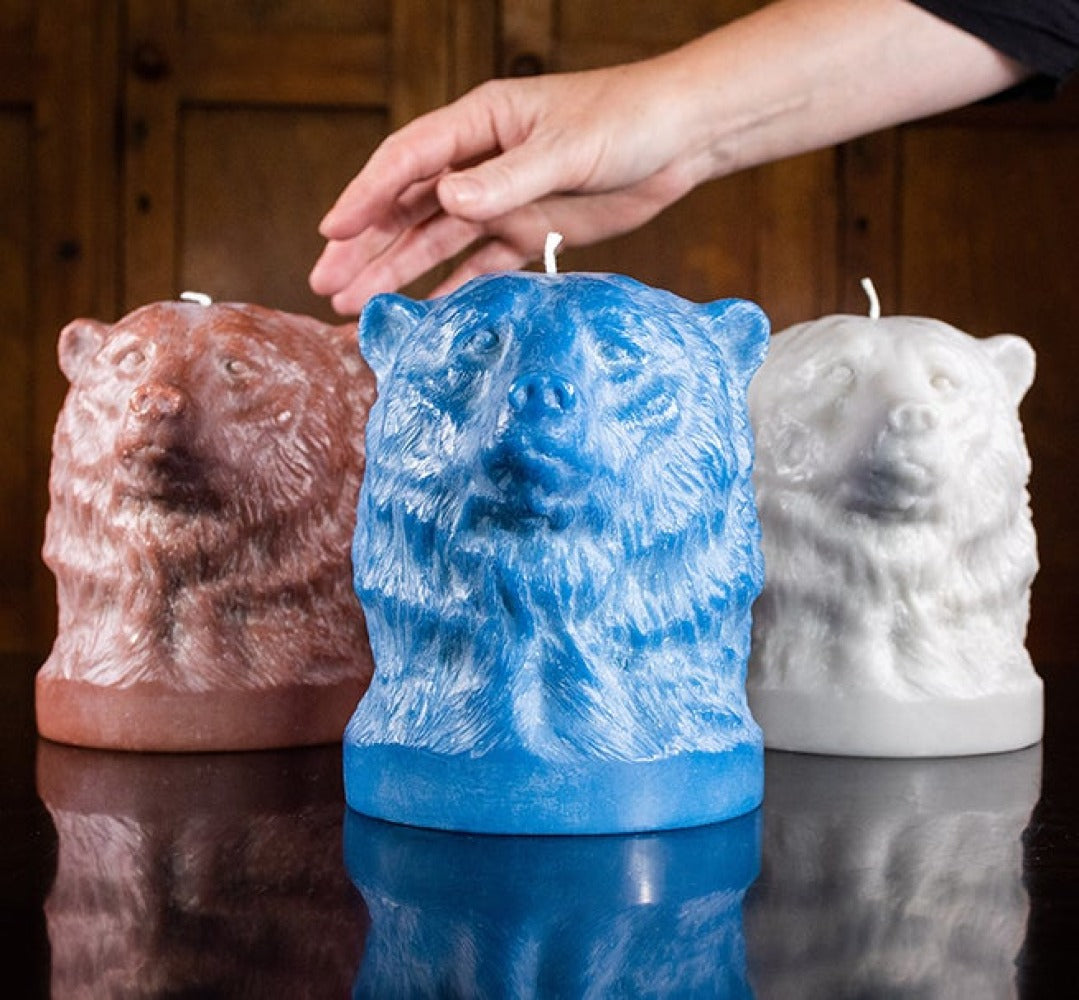 Saxe Blue Bear Head Candle