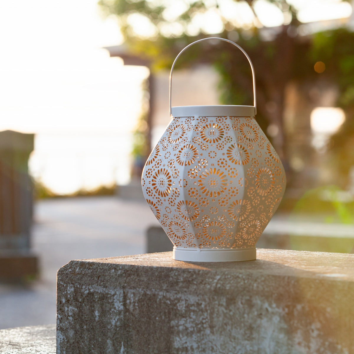 Daisy Punched Metal Solar Lantern