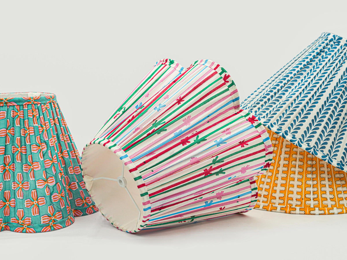 Meadow Striped Handblocked Lampshade