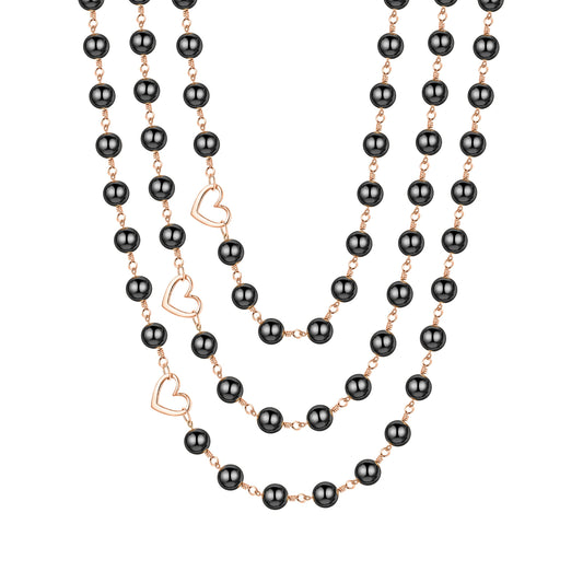 Heiress Black Hematite 3-Layer Necklace | Magnetic Clasp
