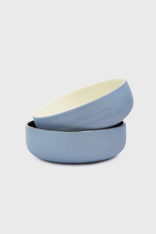 Handmade Porcelain Everyday Bowl. Forget-me-not/Chocolate