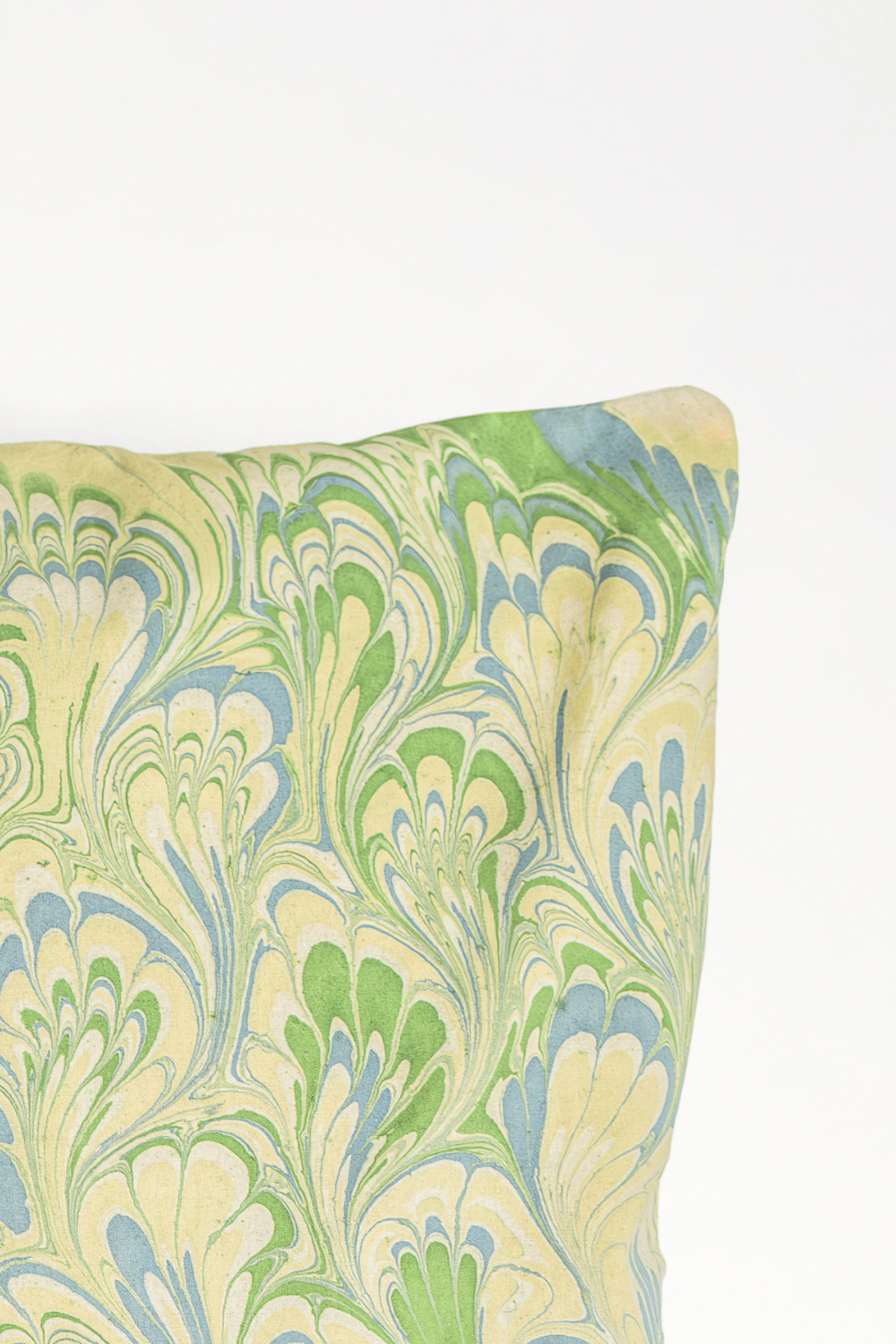Seaglass Peacock Hand-Marbled Square Pillow, 20x20