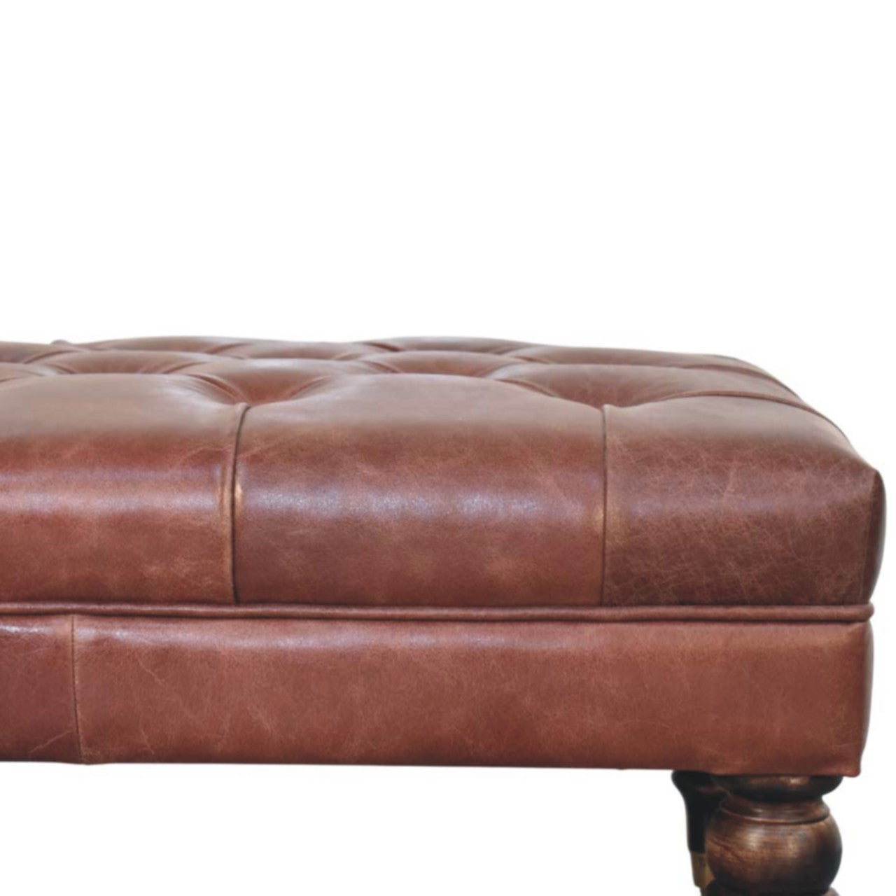 Buffalo Brown Leather Ottoman