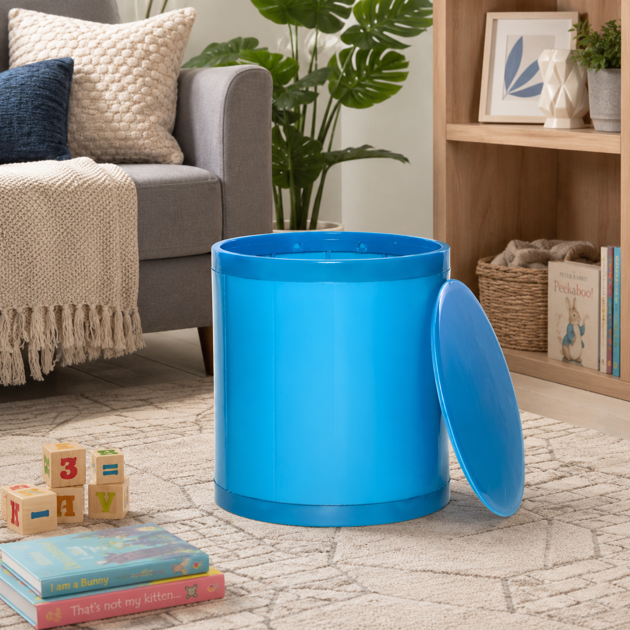 Otto Storage Stool | Round Plastic Storage Ottoman Solid