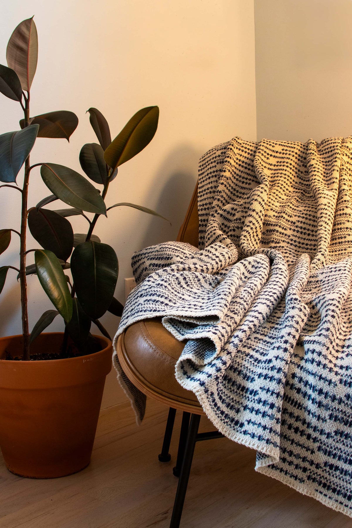 Sand Stone - Cotton Sustainable Knit Striped Throw Blanket