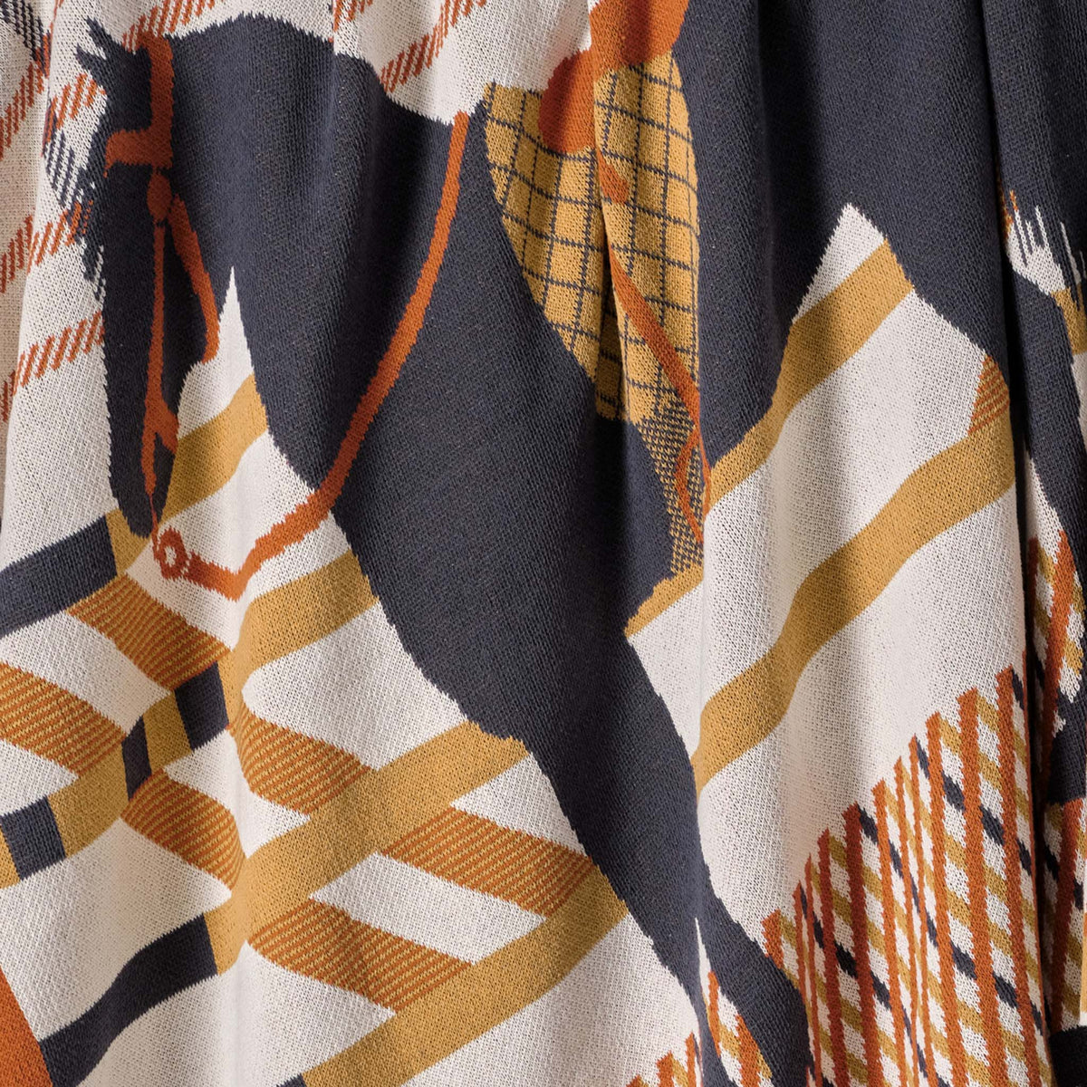 Equestrian Cheval - Cotton Sustainable Knit Patterned | Stripes Throw Blanket