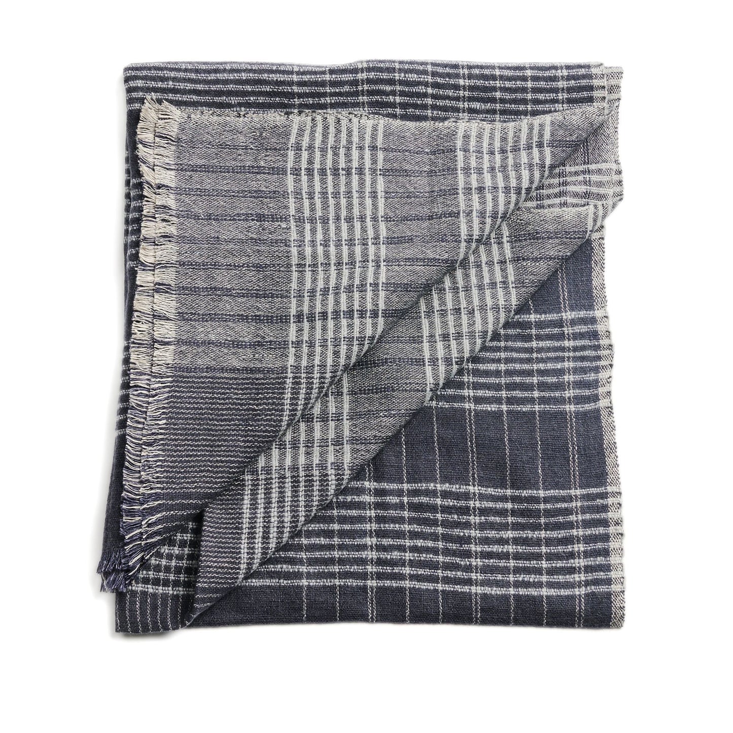 Alloy Dark Blue Stripes Pattern Soft Merino Linen Handloom Throw