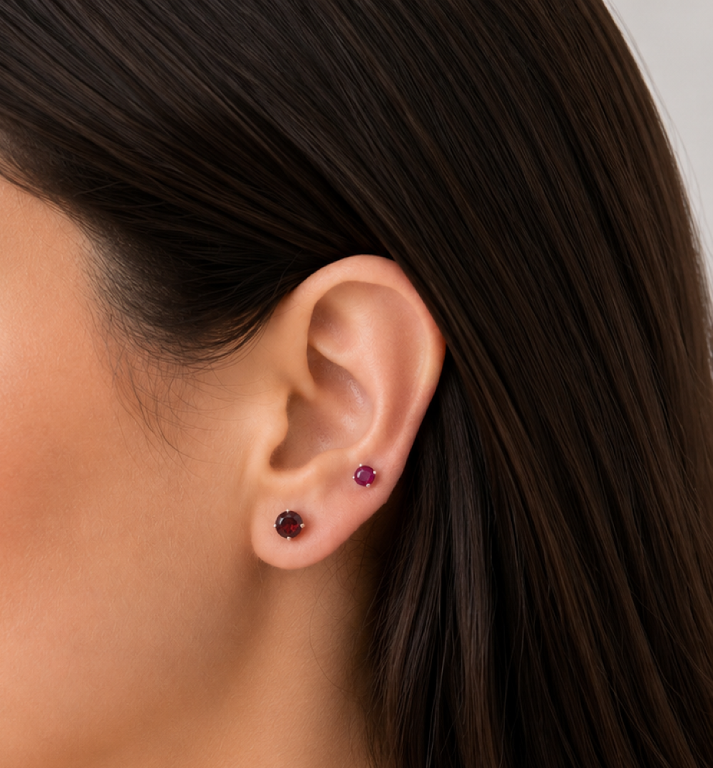 Oval Birthstone Stud Earrings
