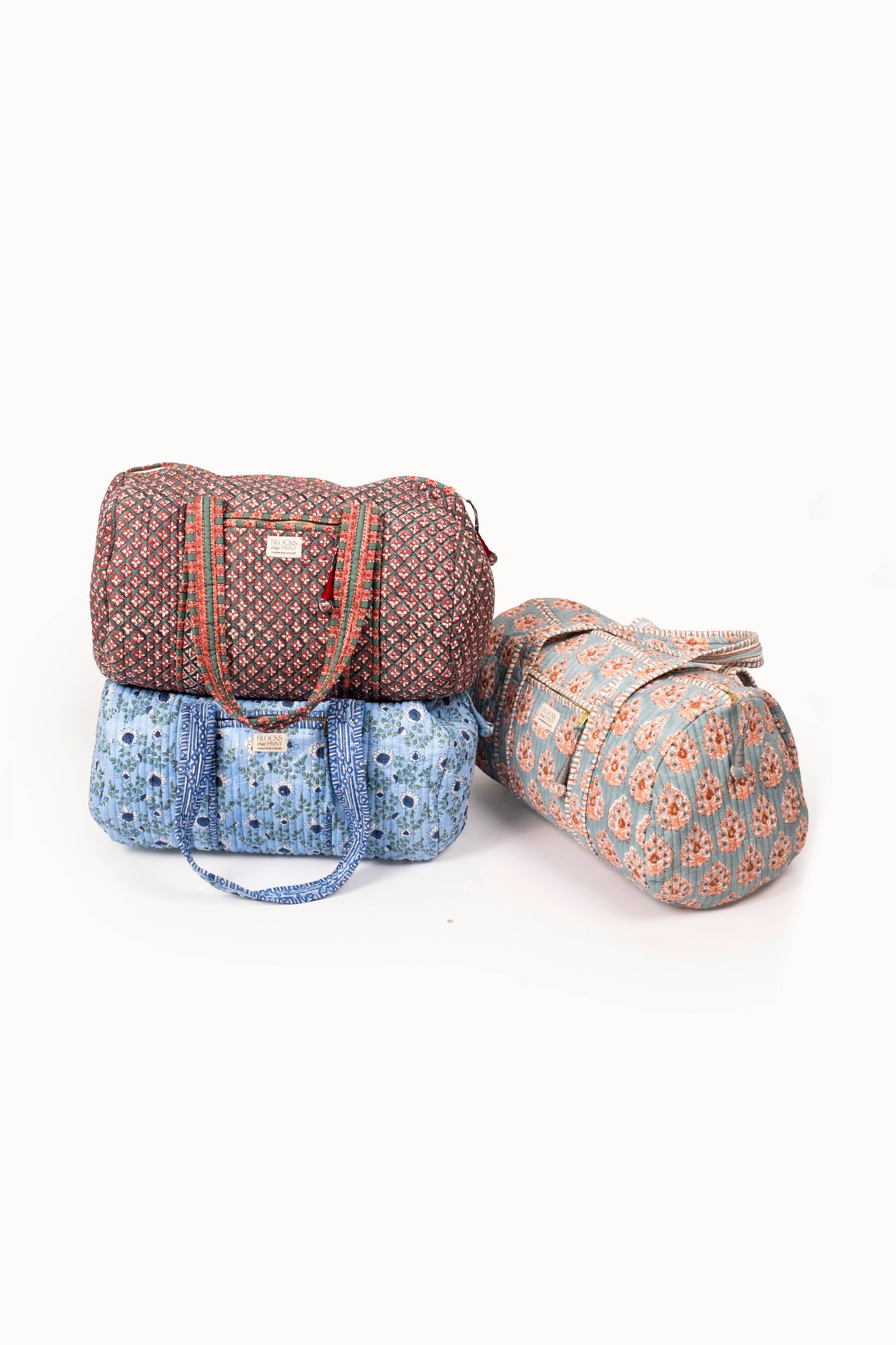 Terracotta Heirloom Buta Block Print Quilted Duffle Bag