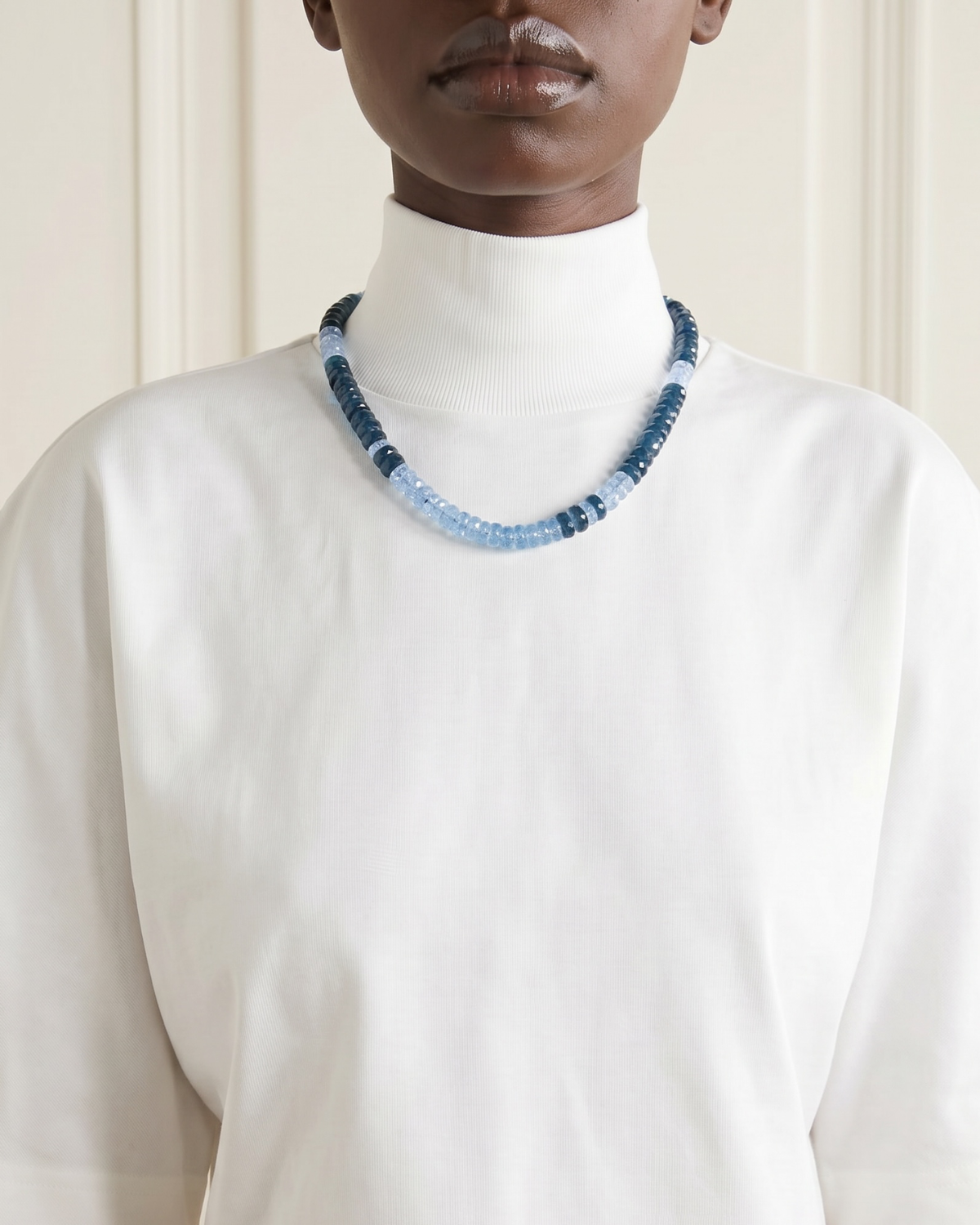 Faceted Gemstone Necklace - Topaz & Dark Blue Quartz