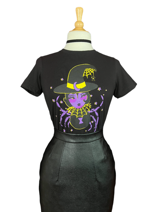 Spider Baby Fitted Graphic Tee in Black  - Osadia Concept Store