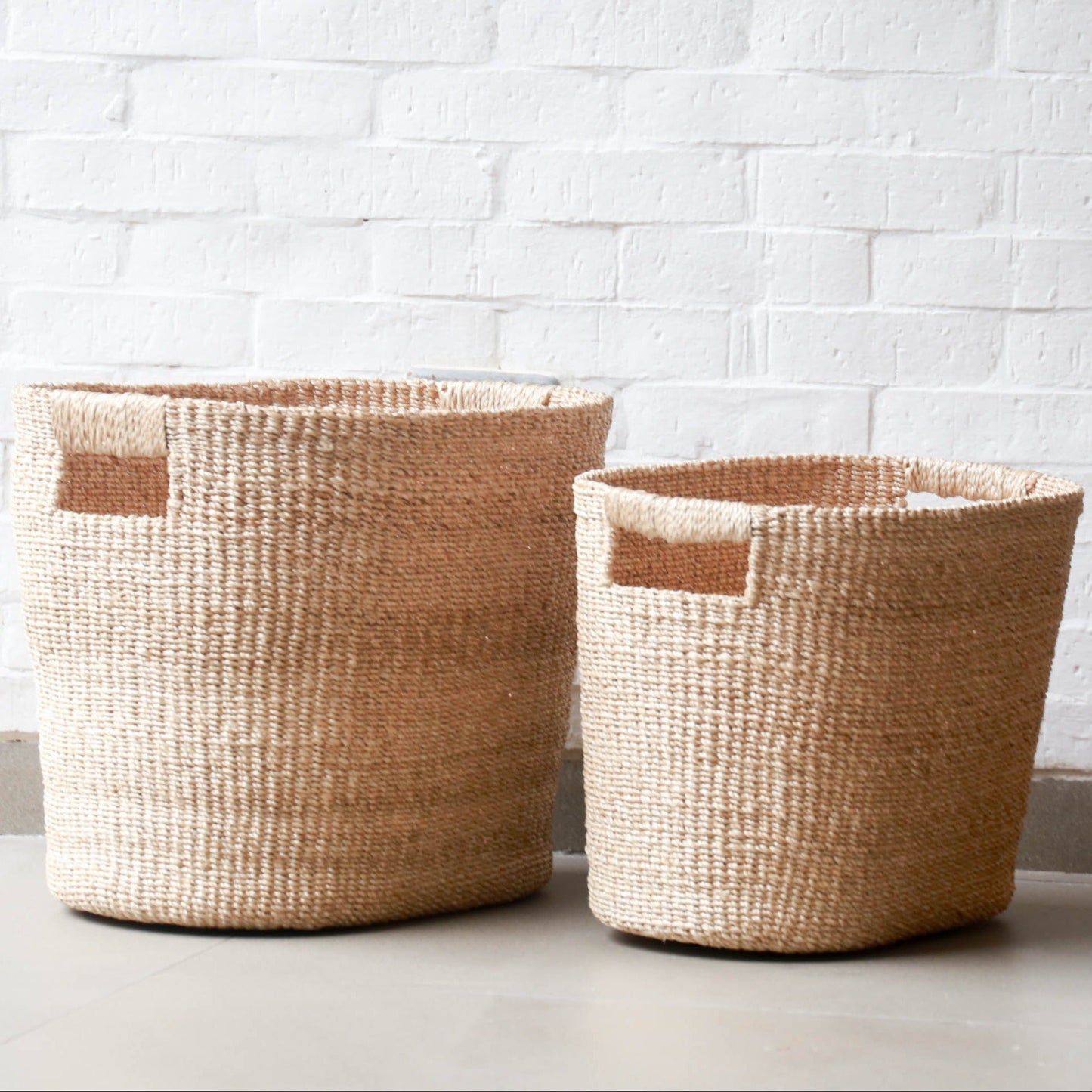 S/2 Natural Oval Abaca Baskets