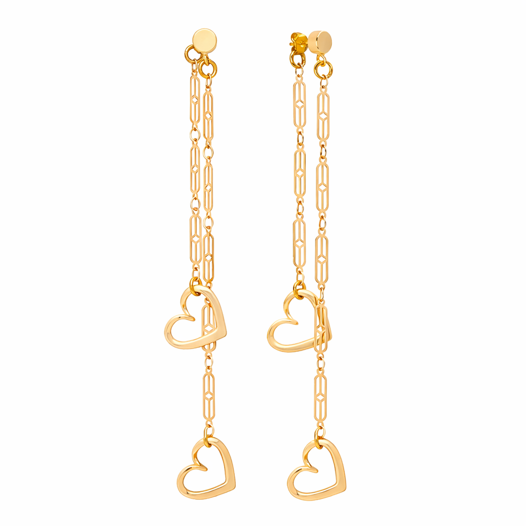 Con Amor Gold Heart Dangle Earrings | Baroque | Nickel-Free