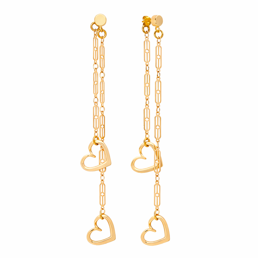 Con Amor Gold Heart Dangle Earrings | Baroque | Nickel-Free