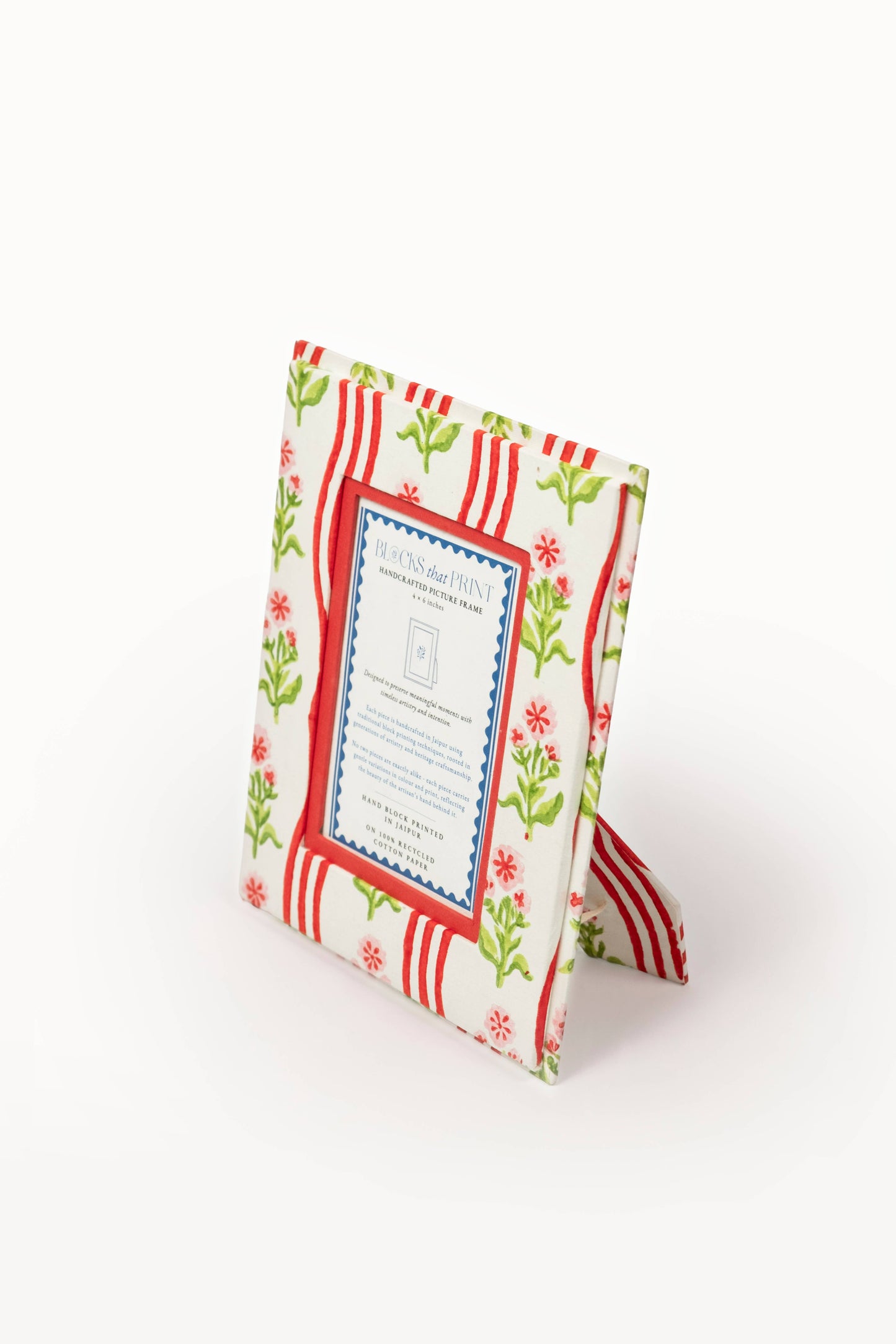 Medium Block Print Photo Frame (4 x 6) - Holly & Berry