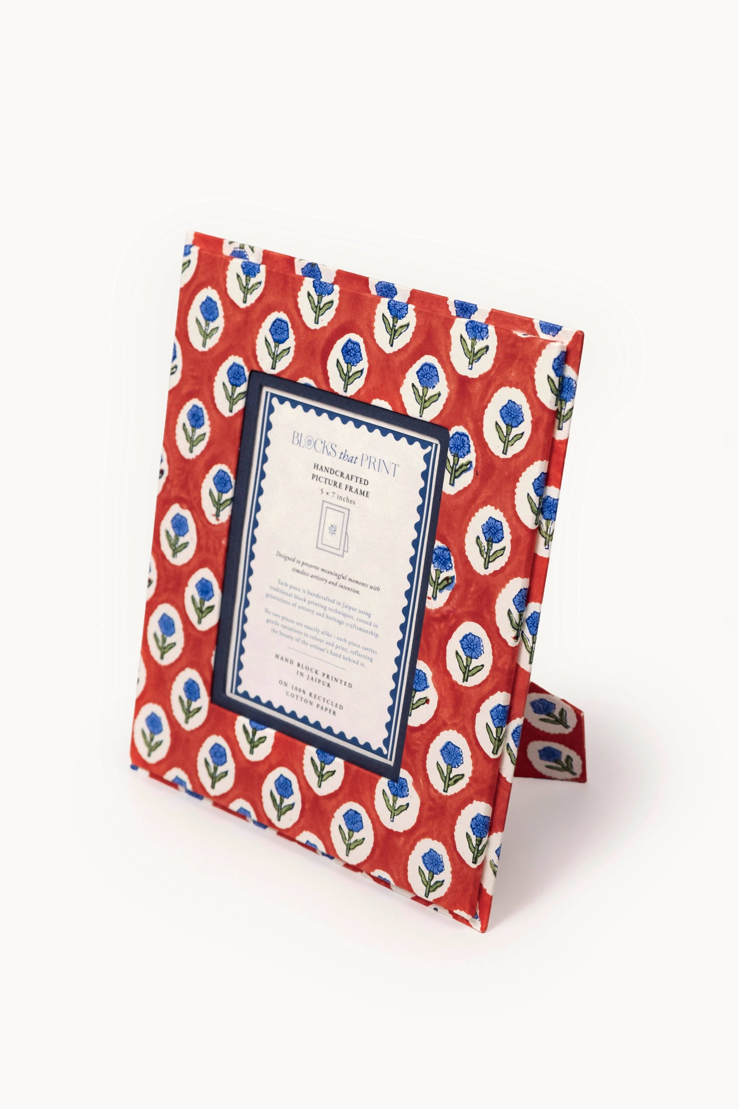 Large Block Print Photo Frame (5 x 7) - Crimson Buta