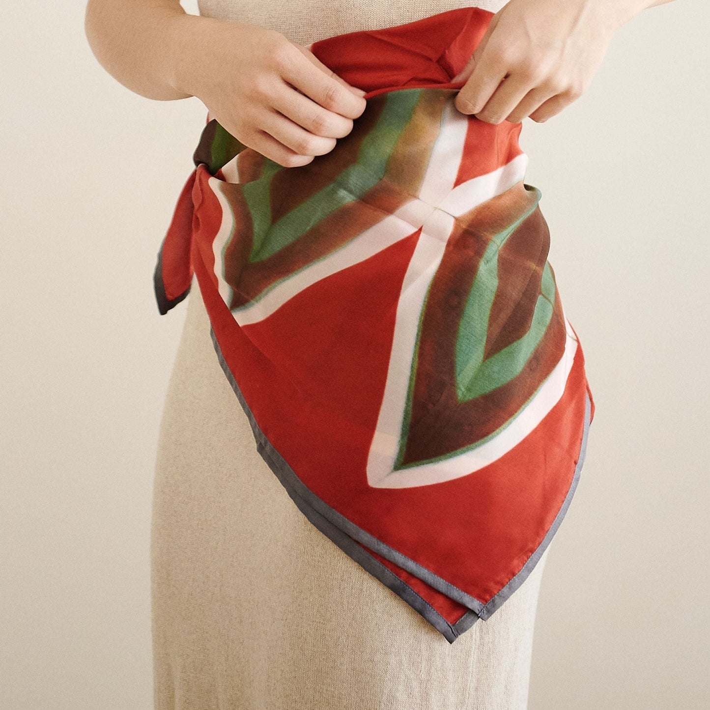 Fawn Square Silk Artisanal Scarf In Multicolor Hand Crafted Shibori Print