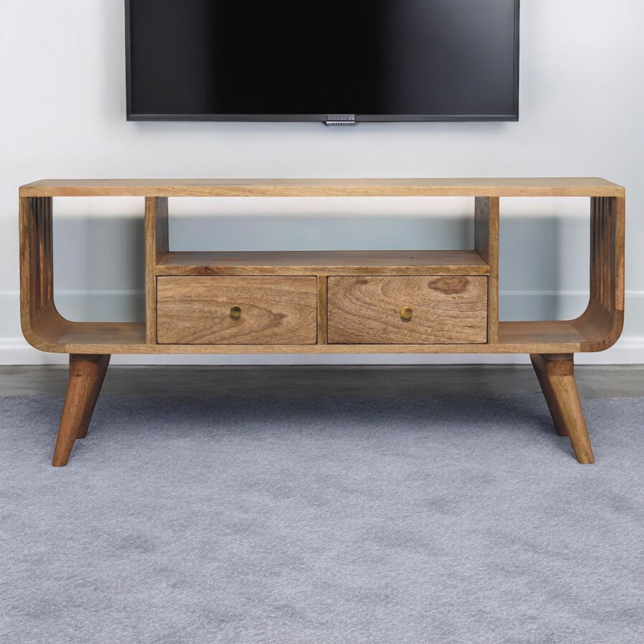Solid Wood Soba Nordic Multi Media Unit